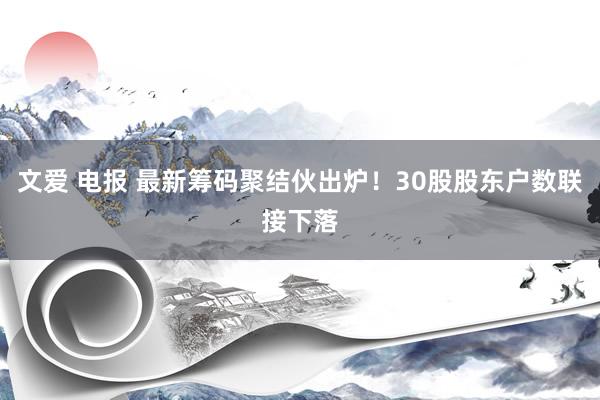 文爱 电报 最新筹码聚结伙出炉！30股股东户数联接下落
