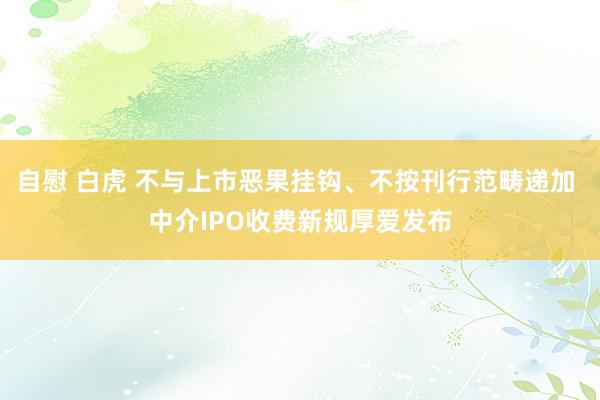 自慰 白虎 不与上市恶果挂钩、不按刊行范畴递加 中介IPO收费新规厚爱发布